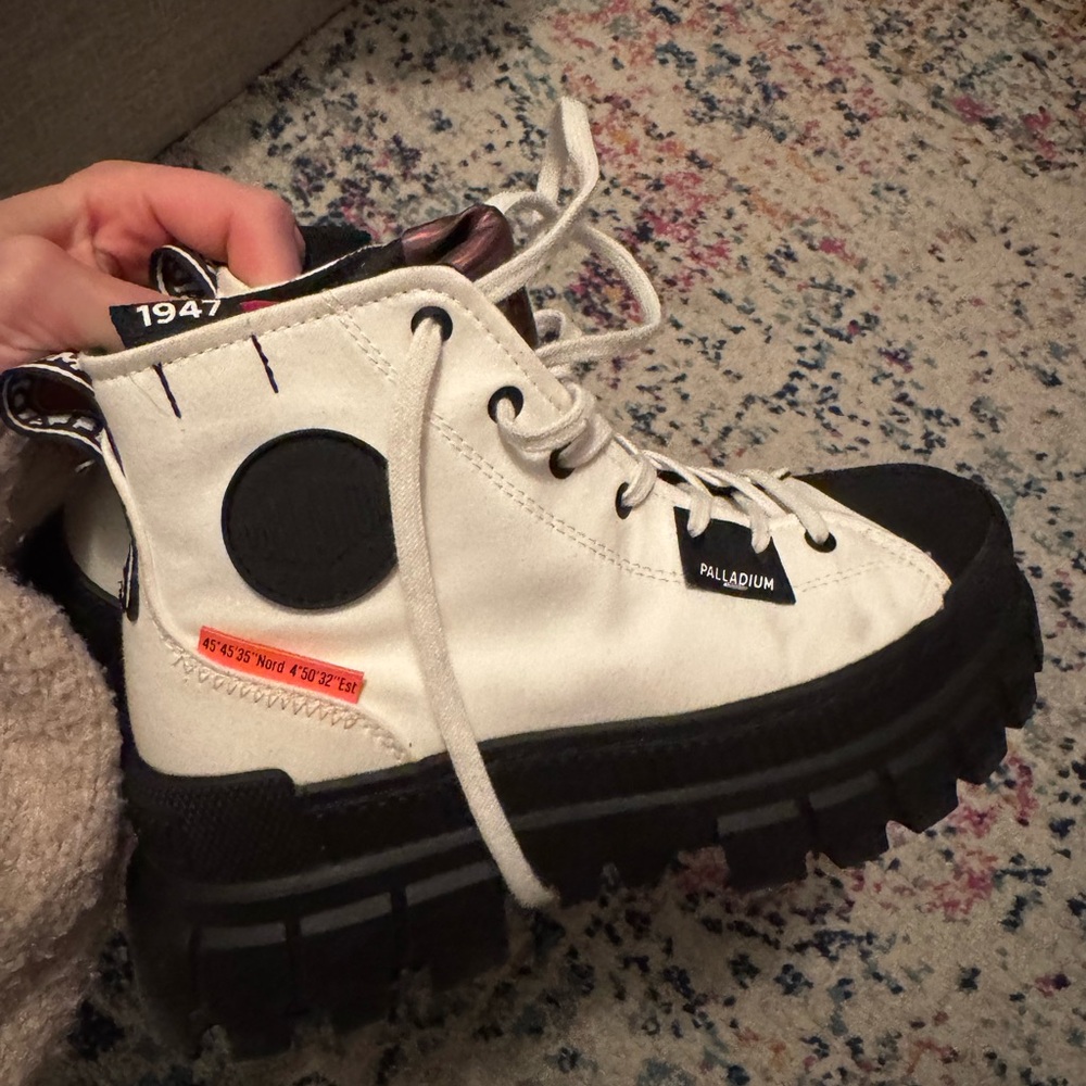 Palladium Black and White Boots
